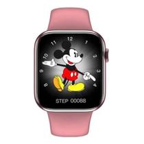 Hw16 Original Relogio Mickey Rosa Feminino Recebe Notificaçoes Android iOS Tela Infinita Smartwatch