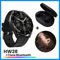 Hw28 Smartwatch IP68 Faz e Recebe Ligações Esportes e Saúde C/ Fone De Ouvido Bluetooth