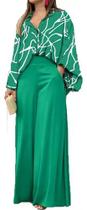 I0505-Conjunto Feminino Camisão Social Pantalona Alfaiataria 119r