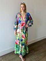 I0901-Vestido Festa Floral Estampado Praia Longo Decote V 5mr0603 I0901-Vestido Festa Floral Estampado Praia Longo Decote V 5mr0603