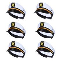 Iate Captain Hat dodowin para homens e mulheres, pacote com 6 unidades, branco marinho, preto Iate Captain Hat dodowin para homens e mulheres, pacote com 6 unidades, branco marinho, preto