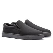 Iate Slip On Casual Masculino Preto Lona Carteira Cinto
