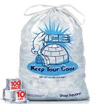 Ice Bags Shop Square de 4,5 kg com cordão - pacote com 100