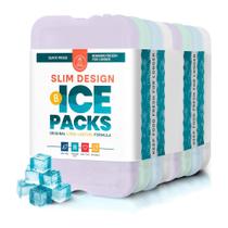 Ice Packs Healthy Packers, conjunto de 8 pacotes finos e reutilizáveis, 18x12x1 cm