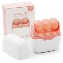 Ice Roller Leeshine para rosto e olhos com estojo de viagem rosa
