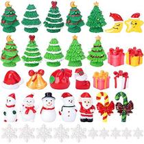 Iceyyyy 37 Pcs Mini Resin Christmas Ornaments - Mini Christmas Theme Resin Miniature Pendant Decoration DIY Kit (Padrão à Random)