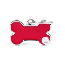 Identificador de Cachorro Personalizado Osso Pequeno Vermelho Handmade Myfamily