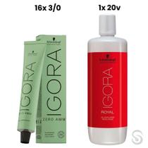 Igora Zero Amm 16X3/0 Castanho Escuro 60 Ml + 1 Ox 20 Vol Igora Zero Amm 16X3/0 Castanho Escuro 60 Ml + 1 Ox 20 Vol