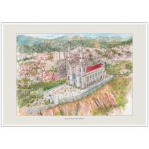 Igreja da Penha Rio de Janeiro Arte Aquarela para Quadro Decorativo Decoração Elegante A4