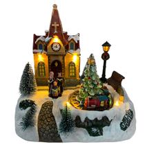 Igreja Decorativa Natal em Resina Led e Som 21x15cm - Vencedor