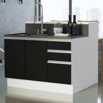 Ilha De Cozinha 120 Cm Branco/Preto Glamy Madesa Ilha De Cozinha 120 Cm Branco/Preto Glamy Madesa