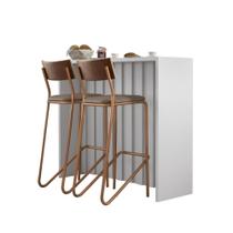 Ilha De Cozinha Milla E Banquetas Carraro Branco Rosê