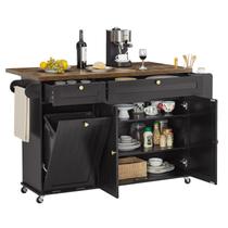 Ilha de Cozinha ONBRILL 152 cm com Tomada e Armazenamento