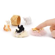 Ilha de estatuetas Mini Cat com acessórios de casa de bonecas, escala 1:12 Ilha de estatuetas Mini Cat com acessórios de casa de bonecas, escala 1:12
