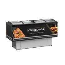 Ilha Expositora para Congelados Gelopar 1,90m Vidro Curvo Preta Dupla Ação Standard GESV 190C PR 220v