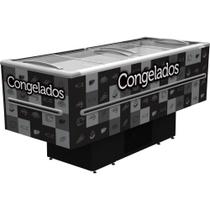 Ilha Expositora Preta Resfriados e Congelados ICED568 Fricon - LED Refrigeração Estática c/ Vidro Temperado