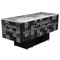 Ilha para Congelados/Resfriados 1,94m 568L Vidro Reto LED ICED 568V Preta Fricon