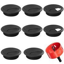 Ilhó de mesa GA1FSL 80 mm - pacote com 8 tampas pretas com orifício de cabo Ilhó de mesa GA1FSL 80 mm - pacote com 8 tampas pretas com orifício de cabo