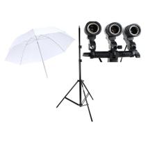 Iluminação continua com tripe sombrinha soquete triplo Iluminação continua com tripe sombrinha soquete triplo