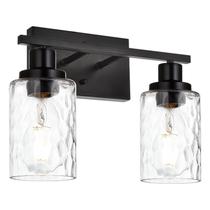 Iluminação de arandela de parede MELUCEE 2-Light Matte Black com vidro