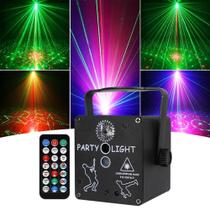 Iluminação de Festa com Laser RGB 3 em 1 Mistura de Cores Controle por Som, Botão ou Remoto OIH6905