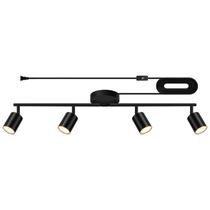Iluminação de trilhos Bricosmocon Black de 4 luzes com cabo de alimentação de 14,8 pés