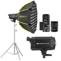 Iluminação Estudio Flash Greika 250w Difusor Colmeia 90cm Com Rádio Flash Sem Fio Iluminação Estudio Flash Greika 250w Difusor Colmeia 90cm Com Rádio Flash Sem Fio