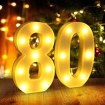Iluminação LED números 80 para decorações de 80º aniversário