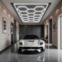 Iluminação Luminária Led Colmeia Hexagonal 14 Células Aura 14 127v 220v 6500k Branco Frio Teto Parede Oficina Barbearia Estética