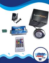 ILUMINAÇÃO para Piscina: KIT 1 Refletor LED 9W RGB Inox Lux Pool + Controladora + Fonte Simples