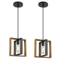 Iluminação pendente CAFULAM preta moderna ajustável (pacote com 2)