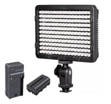 Iluminador 160 Leds KIT carregador Bat Pro P/ Filmadora E Dslr Canon Nikon PT-176S