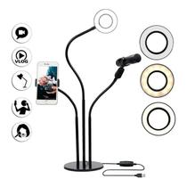 Iluminador De Led Com Tripe Ring Light Usb 16Cm 3500K 5500K
