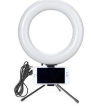 Iluminador De Mesa Tripé Ring Light 16cm Com Suporte Celular