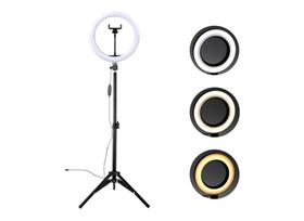 Iluminador led filmagem ring light 10 polegadas cpm tripe mc 9000