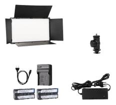 Iluminador LED Painel U800 1120 LEDs Fonte Bivolt 2 Baterias NPF570 2400mAh Carregador Unico