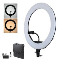 Iluminador LED Ring Light 18” Bi-Color 70W com Suporte de Celular e Fonte ,tripe