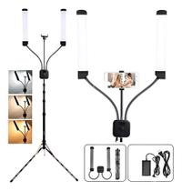 Iluminador Led Ring Light Braço Duplo Articulado 80w + Tripé Estrutura Preto Luz Branco-neutro