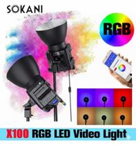 Iluminador LED Sokani X100 RGB 100W Com Refletor Profissional Tocha Bivolt