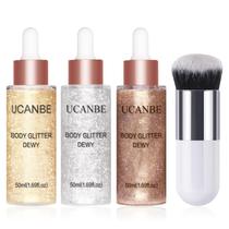 Iluminador líquido Glitter UCANBE Dewy Drops 50 mL x3 com pincel Iluminador líquido Glitter UCANBE Dewy Drops 50 mL x3 com pincel