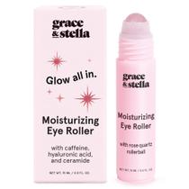 Iluminador para a área dos olhos grace & stella 15 ml com roller de quartzo rosa