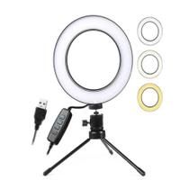Iluminador profissional ring light tripé com ajuste rotativo youtuber selfie usb 26cm 10 polegadas - Gimp