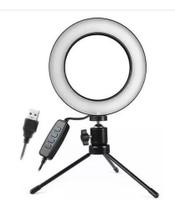 Iluminador Ring Light 16cm Usb Led Misto 3500k 5500k + Trip