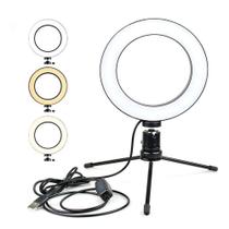Iluminador Ring Light 16Cm Usb Led Misto 3500K 5500K + Tripe - EBAI