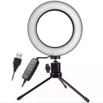 Iluminador Ring Light 16Cm Usb Led Misto 3500K 5500K + Tripé