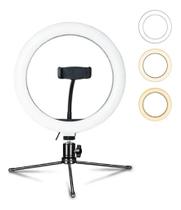 Iluminador Ring Light 20cm Com Tripé e Suporte de Celular In