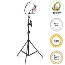 Iluminador Ring Light 26 cm USB com tripé 2,10 metros + Suporte Celular CBRN14606