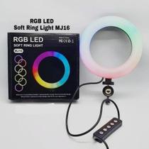 Iluminador Ring Light 6 Pol 16cm RGB C/ Apoio De Mesa Colorido - Soft Ring Light