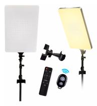 Iluminador Ring Light B-Max BM-L16 com Luz LED Retangular, Tripé Alto e Controle Bluetooth para Criadores de Conteúdo