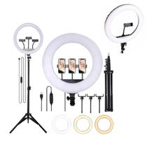 Iluminador Ring Light LED 14 Polegadas Completo com Tripé - Luz Profissional para Fotos Iluminador Ring Light LED 14 Polegadas Completo com Tripé - Luz Profissional para Fotos